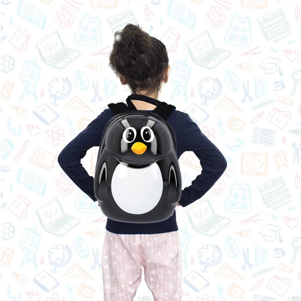 Cute Penguin Kids Backpack (Size 31x23x9cm) - Black and White