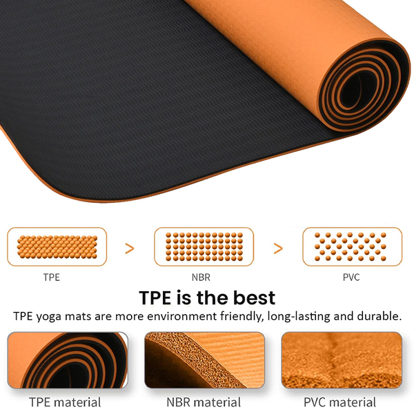 Yoga Mat (Size 183x61 Cm) - 12mm - Orange
