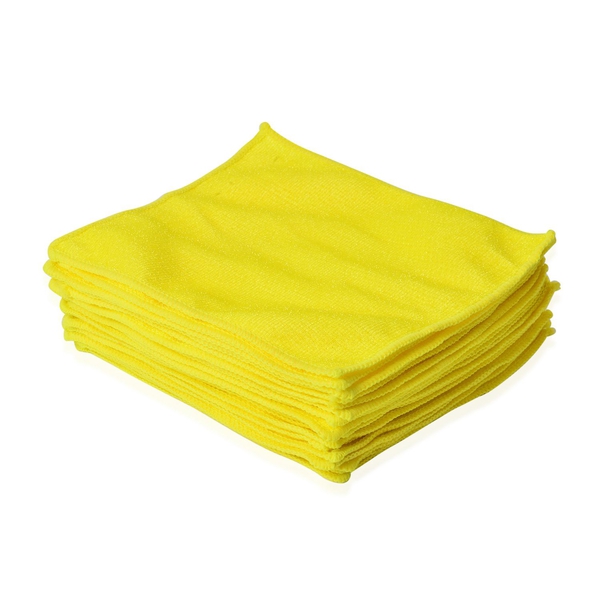 Set of 20 - Yellow Colour Double Sided, Multifunctional Microfibre Towel (Size 24x24 Cm)