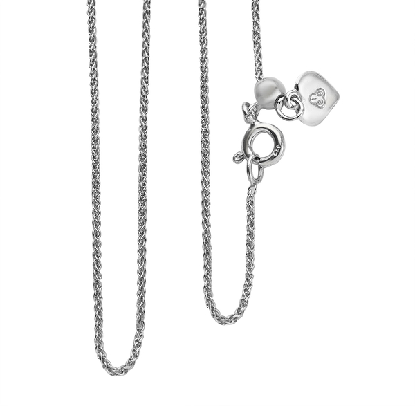 Rhodium Overlay Sterling Silver Adjustable Spiga Slider Chain (Size 18) With Spring Ring Clasp.