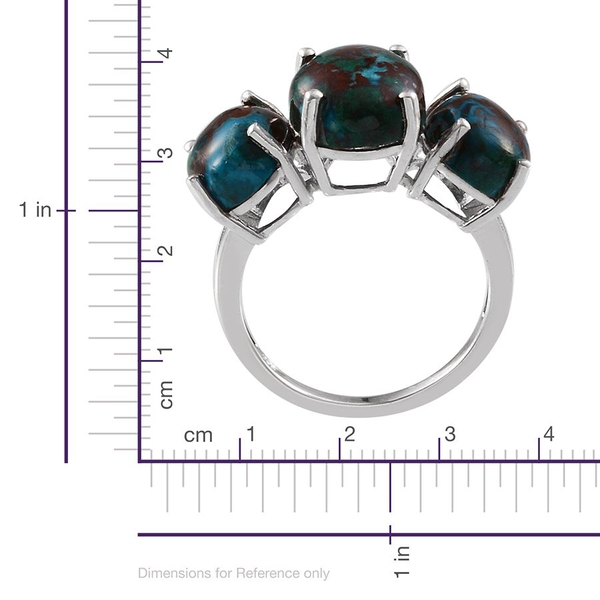 Table Mountain Shadowkite (Ovl 5.75 Ct) 3 Stone Ring in Platinum Overlay Sterling Silver 11.000 Ct.