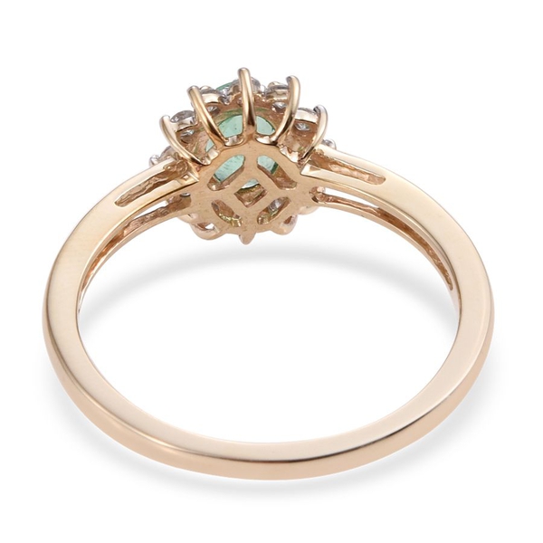 9K Yellow Gold 1 Carat Boyaca Colombian Emerald, Diamond Ring.