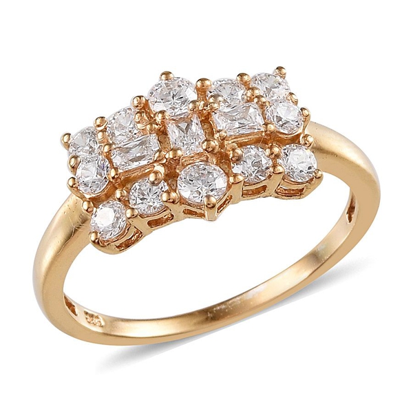 Lustro Stella - 14K Gold Overlay Sterling Silver (Bgt) Ring Made with Finest CZ 1.060 Ct.