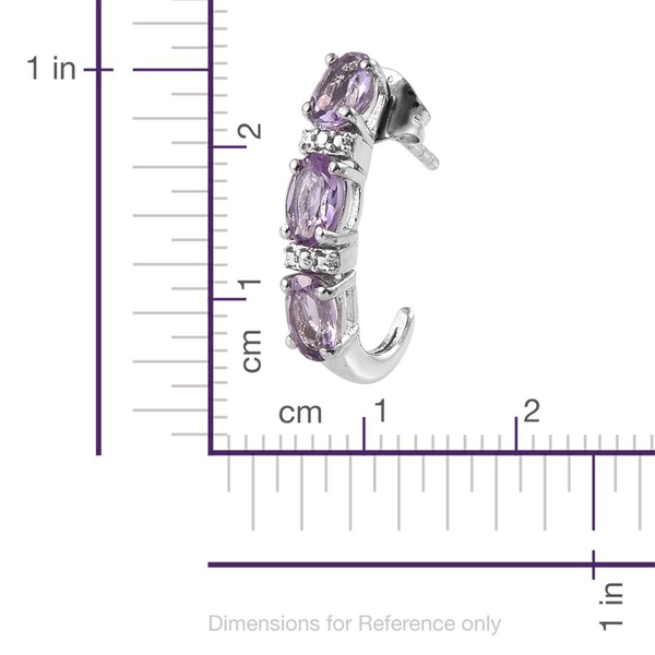 Rose De France Amethyst (Ovl) J Hoop Earrings (with Push Back) in Platinum Overlay Sterling Silver 2.250 Ct.