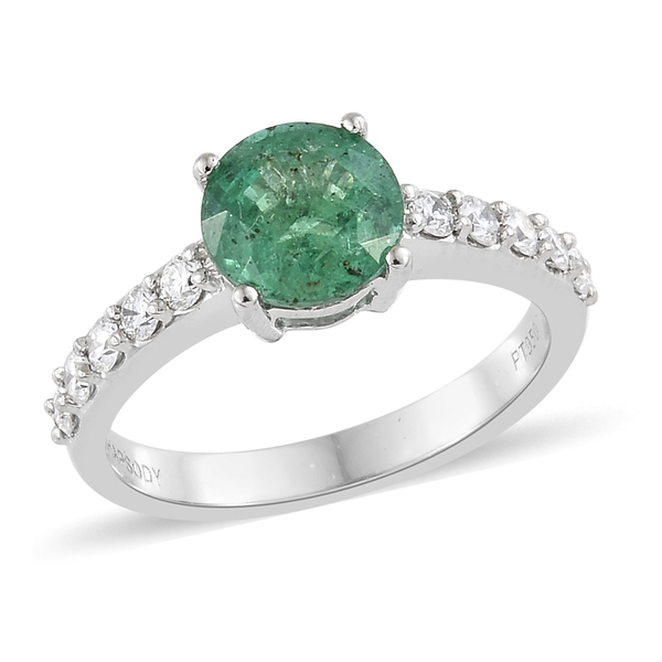 Signature Collection- RHAPSODY 950 Platinum AAAA Kagem Zambian Emerald (Rnd), Diamond (VS/E-F) Ring 