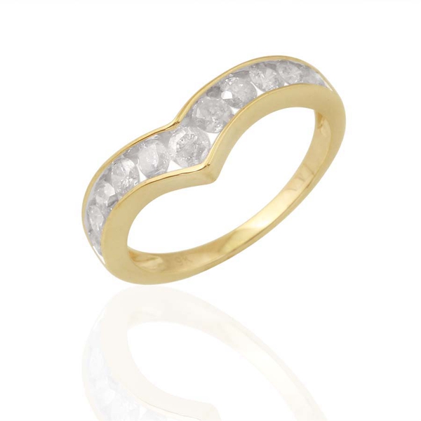 9K Y Gold SGL Certified Diamond (Rnd) (I3/ G-H) V Shape Ring 1.000 Ct.