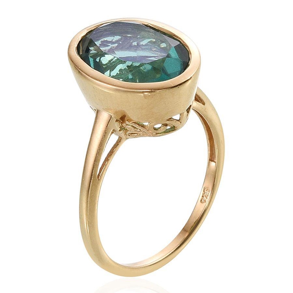 Peacock Quartz (Ovl) Solitaire Ring in 14K Gold Overlay Sterling Silver 6.500 Ct.