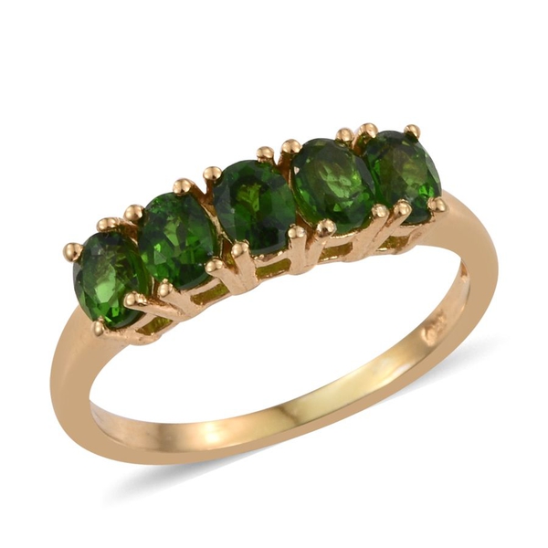 Chrome Diopside (Ovl) 5 Stone Ring in 14K Gold Overlay Sterling Silver 0.750 Ct.