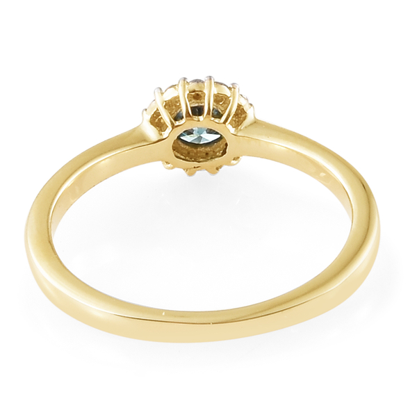 9K Yellow Gold Blue and White Diamond (Rnd) Floral Ring