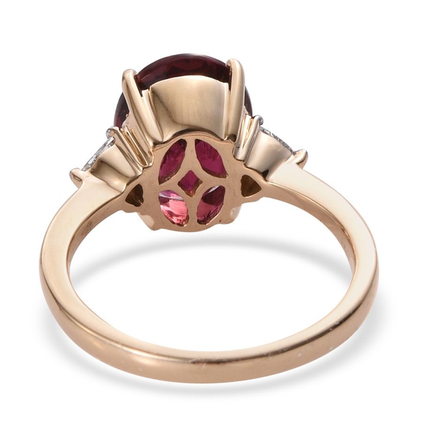 ILIANA 18K Y AAAA Very Rare Pink Tourmaline (Ovl 3.85 Ct), Diamond Ring 4.150 Ct.