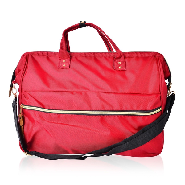 One Time Deal-Ture Red Colour Large Travel Bag with Adjustable Shoulder Strap (Size 44X34X19 Cm)