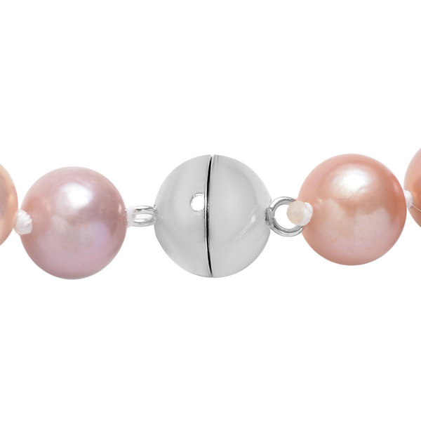 Edison Pearl Necklace with Magnetic Lock (Size - 20) in Rhodium Overlay Sterling Silver