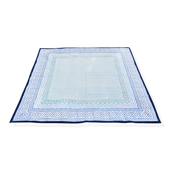 100% Cotton Blue and White Colour Hand Block Printed Table Cover (Size 235x150 Cm)