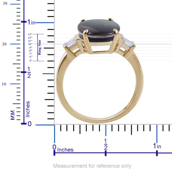 9K Y Gold Canadian Ammolite (Ovl 3.35 Ct) Diamond Ring 3.500 Ct.