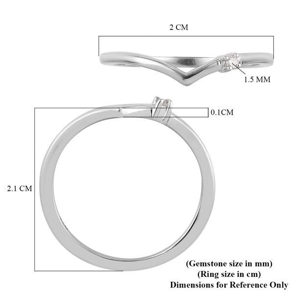 Diamond Wishbone Ring in Platinum Overlay Sterling Silver