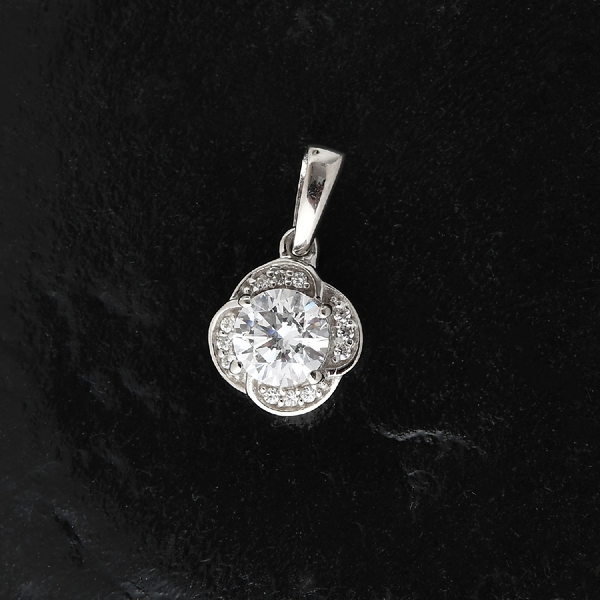 Lustro Stella Platinum Overlay Sterling Silver Pendant Made with Finest CZ 4.69 Ct.