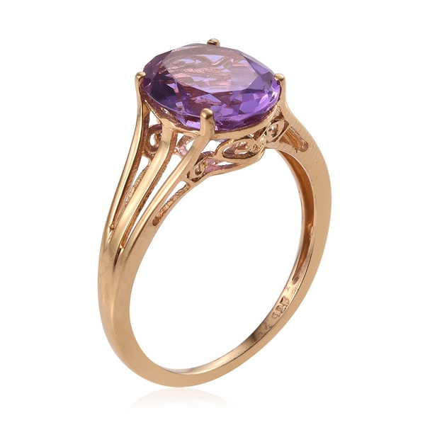 Lavender Alexite (Ovl) Solitaire Ring in 14K Gold Overlay Sterling Silver 3.250 Ct.