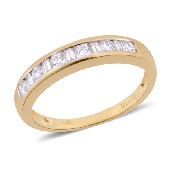ILIANA 18K Y Gold IGI Ceritfied Diamond (Rnd) (VS-SI/G-H) Half Eternity Band Ring 0.500 Ct.