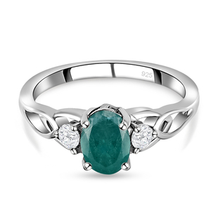 Grandidierite and Natural Cambodian Zircon Ring in Platinum Overlay Sterling Silver