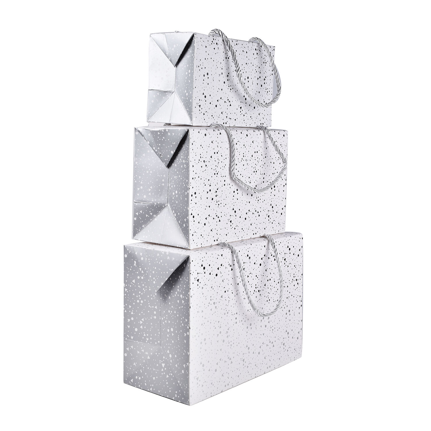 Pack of 3 Christmas Gift Boxes - Includes 3 Assorted Silver Foil Designs