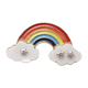 Designer Inspired- Rainbow Enamelled Brooch with Cloud in Yellow Gold Tone.