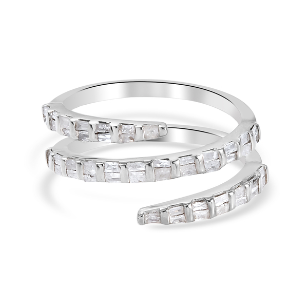 0.50 Ct Diamond Spiral Ring in Platinum Plated Sterling Silver