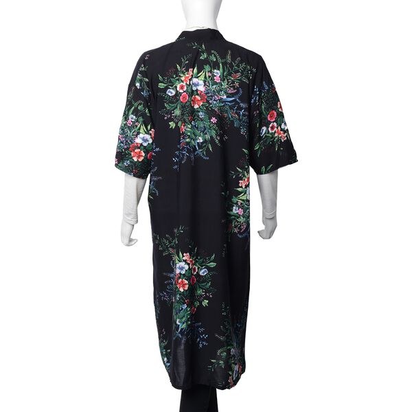 Floral Pattern Kimono Size 110x60 Cm Black Colour 3366039 TJC