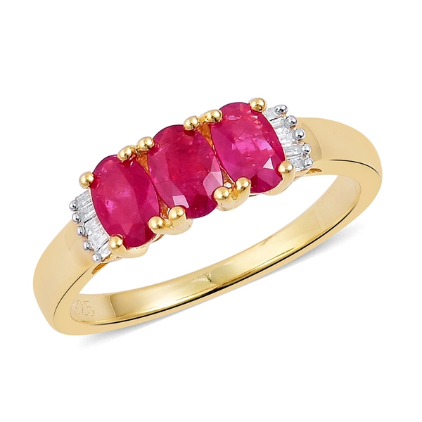 Rare AAA Ruby and Diamond Ring in 14K Gold Overlay Sterling Silver 2.050Ct.