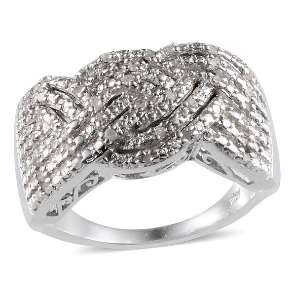 Diamond (Rnd) Cluster Ring in Platinum Overlay Sterling Silver 0.250 Ct.