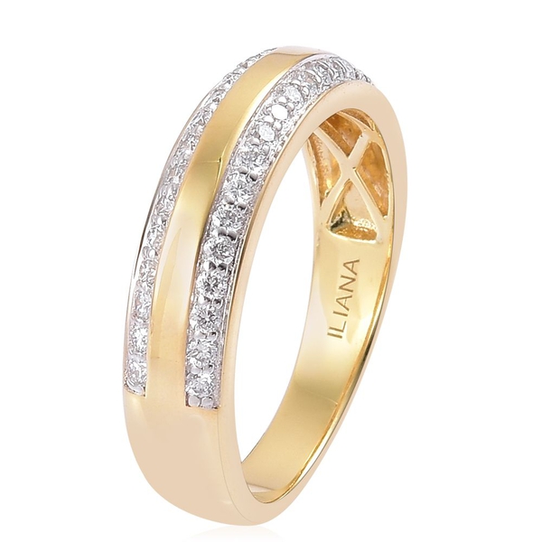 ILIANA 18K Yellow Gold IGI Certified Diamond (Rnd) (SI G-H) Band Ring 0.500 Ct.