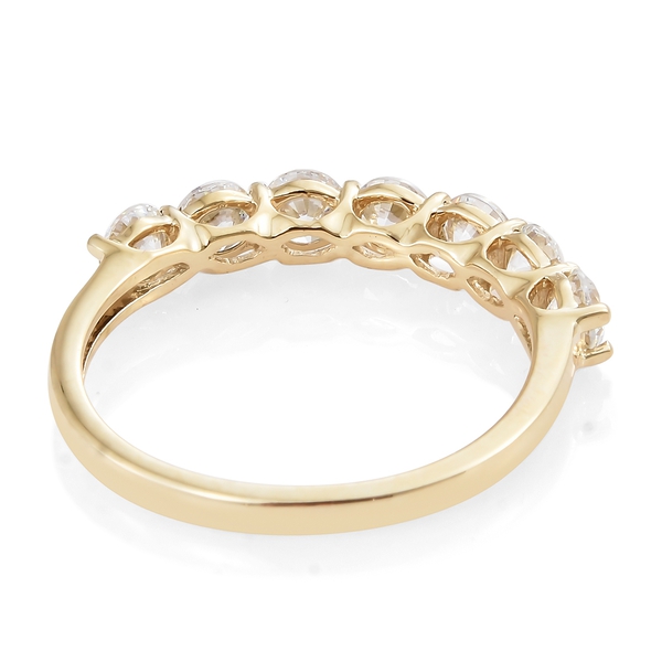 J Francis - 9K Yellow Gold (Rnd) 7 Stone Ring Made with Finest CZ