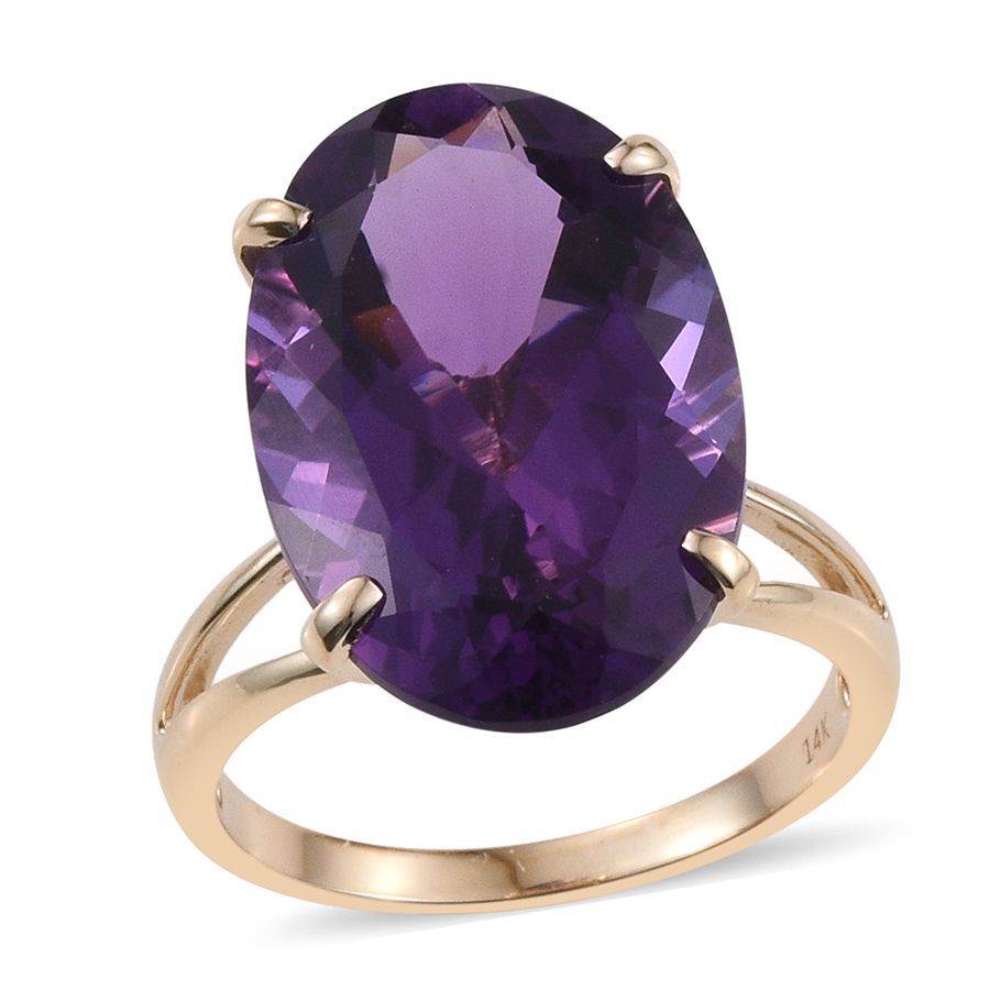 14K Y Gold AAA Zambian Amethyst (Ovl) Ring 18.000 Ct.