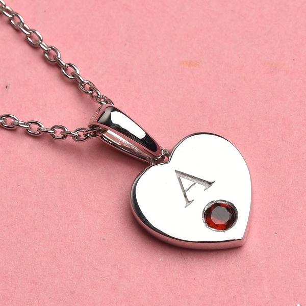 SPECIAL ORDER - Mozambique Garnet Heart Pendant with Chain in Platinum Overlay Sterling Silver