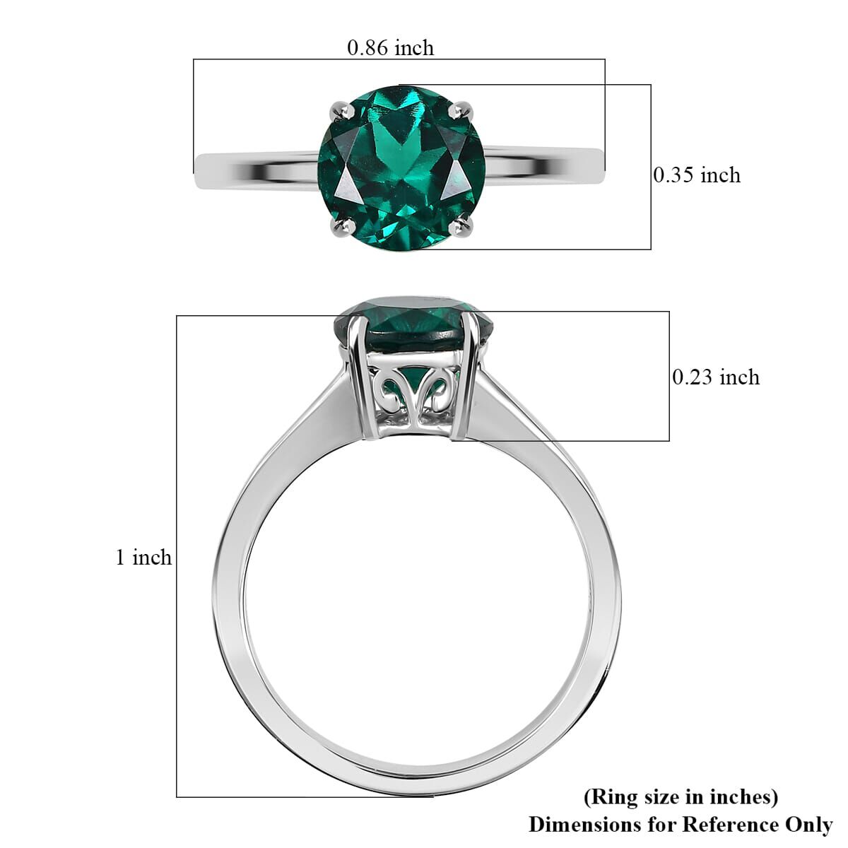 10K White Gold AAA Lab Grown Emerald Solitaire Ring, Gold Wt.3.02 Gms  1.635  Ct.