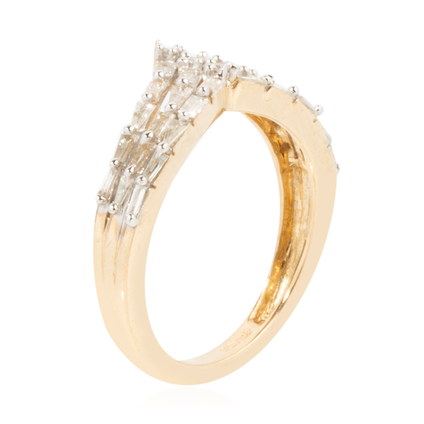 Limited Edition- 9K Yellow Gold SGL Certified Diamond (Bgt) (I3/G-H) Ring 0.500 Ct.