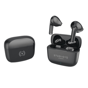 Wireless Earbuds with QI Wireless Charging Case - Black