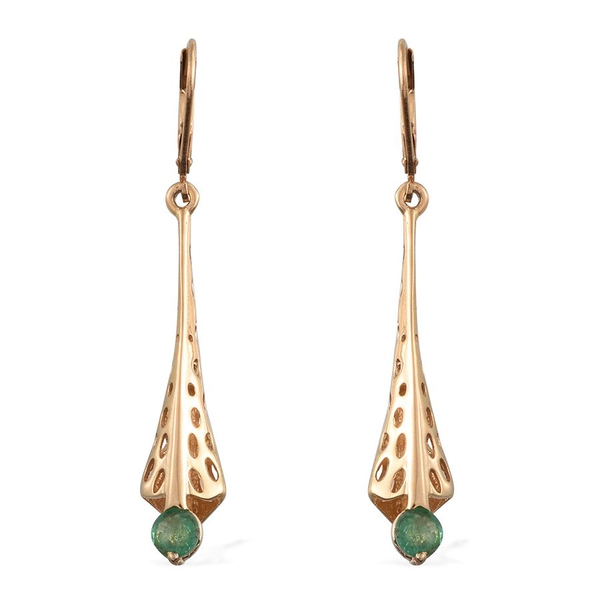 Kagem Zambian Emerald (Rnd) Lever Back Earrings in 14K Gold Overlay Sterling Silver 0.900 Ct.
