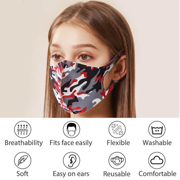 Reusable Washable Face-Mask - Red and Grey
