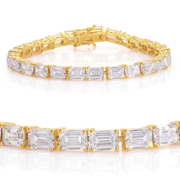 Lustro Stella - 14K Gold Overlay Sterling Silver (Oct) Bracelet Made with Finest CZ (Size 8) 28.620 