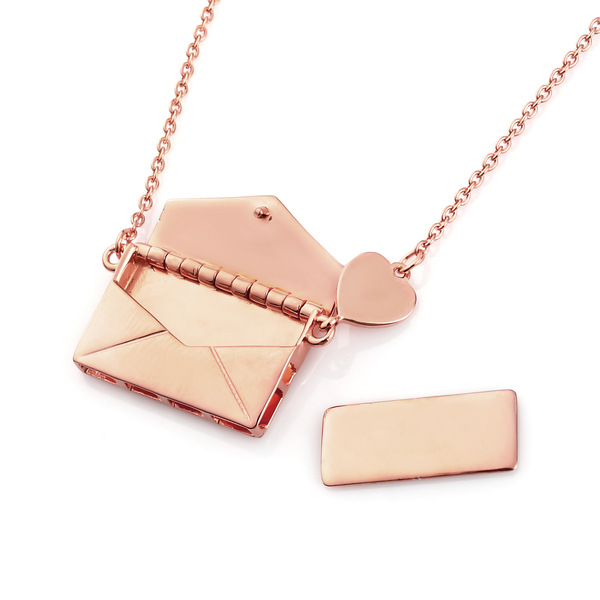 Personalised Secret Message Envelope Necklace with Heart, Size 20-Inch