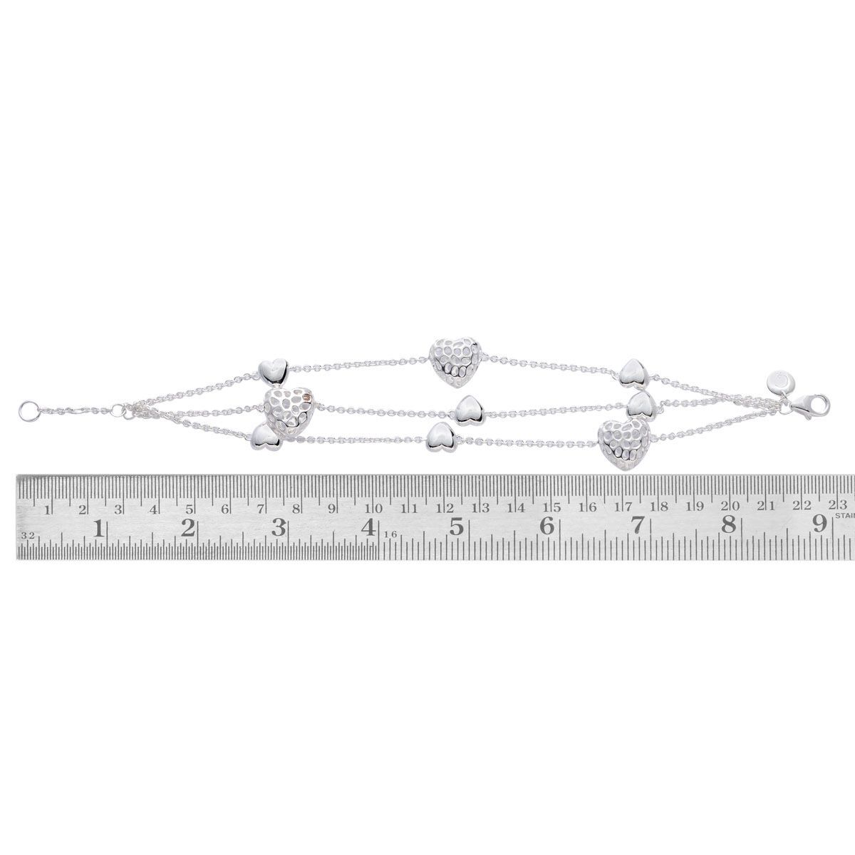RACHEL GALLEY Sterling Silver Lattice Amore Heart Bracelet (Size 8), Silver wt 17.43 Gms.