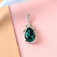 Lustro Stella - Emerald Colour Crystal Solitaire Pendant in Platinum Overlay Sterling Silver