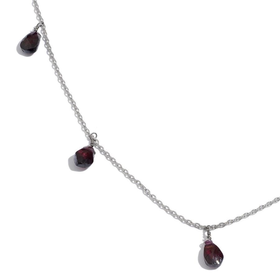 Jewels of India Rhodolite Garnet (Pear) Necklace (Size 20) in Platinum Overlay Sterling Silver 8.720 Ct.