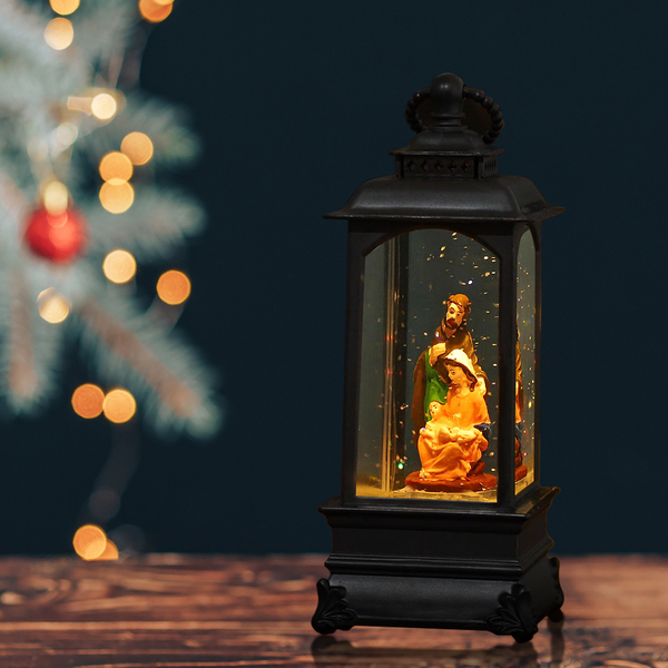 Christmas Couple Lantern Warm Light - Black