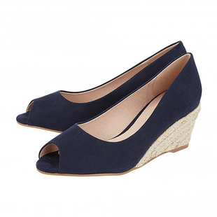 Lotus Bianca Wedge Shoes in Navy Colour