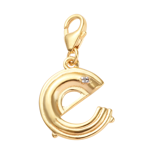 Diamond (Rnd) Initial E Charm in 14K Gold Overlay Sterling Silver