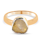 Yellow Polki Diamond Handcrafted Ring (Size V) in 14K Gold Overlay Sterling Silver 0.50 Ct