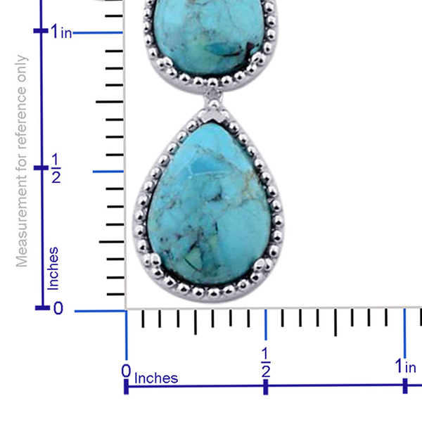 Blue Mojave Turquoise (Pear) Necklace (Size 18) in Platinum Overlay Sterling Silver 32.000 Ct.