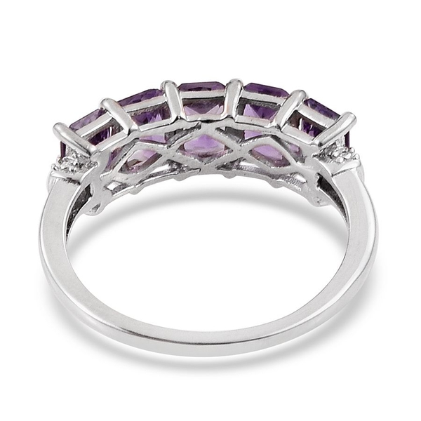 AA Lusaka Amethyst (Oct) 5 Stone Ring in Platinum Overlay Sterling Silver 2.750 Ct.