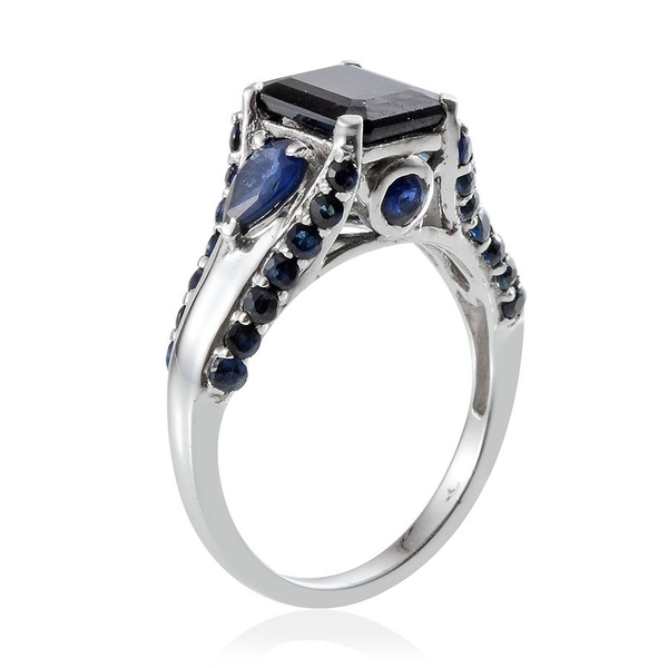 Diffused Blue Sapphire (Oct 2.75 Ct), Kanchanaburi Blue Sapphire Ring in Platinum Overlay Sterling Silver 4.500 Ct.